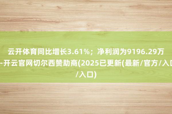 云开体育同比增长3.61%；净利润为9196.29万元-开云官网切尔西赞助商(2025已更新(最新/官方/入口)